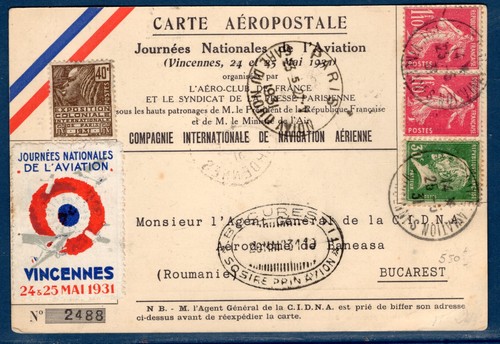 Superbe carte aéropostale